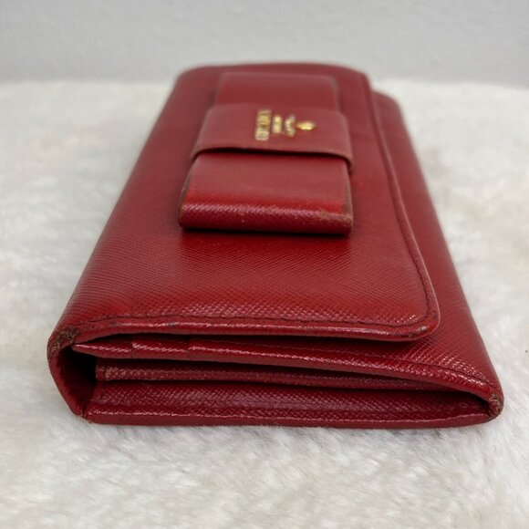 Pre-Loved Prada Red Saffiano Fiocco Bow Long Bifold Wallet - Picture 10 of 16